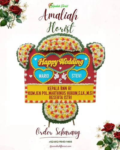 Karangan Papan Bunga Pernikahan di Paremono